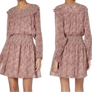 NWT - JOIE Lilianna Mini Dress - Ginger Silk Flare Lined Peach Burgundy